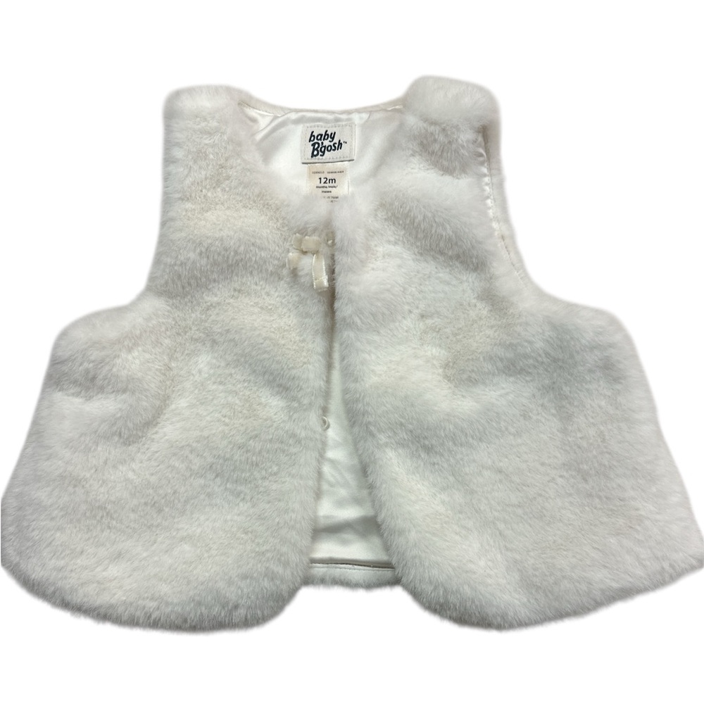 OshKosh B'gosh White Infants Faux Fur Vest Size 12 Months
